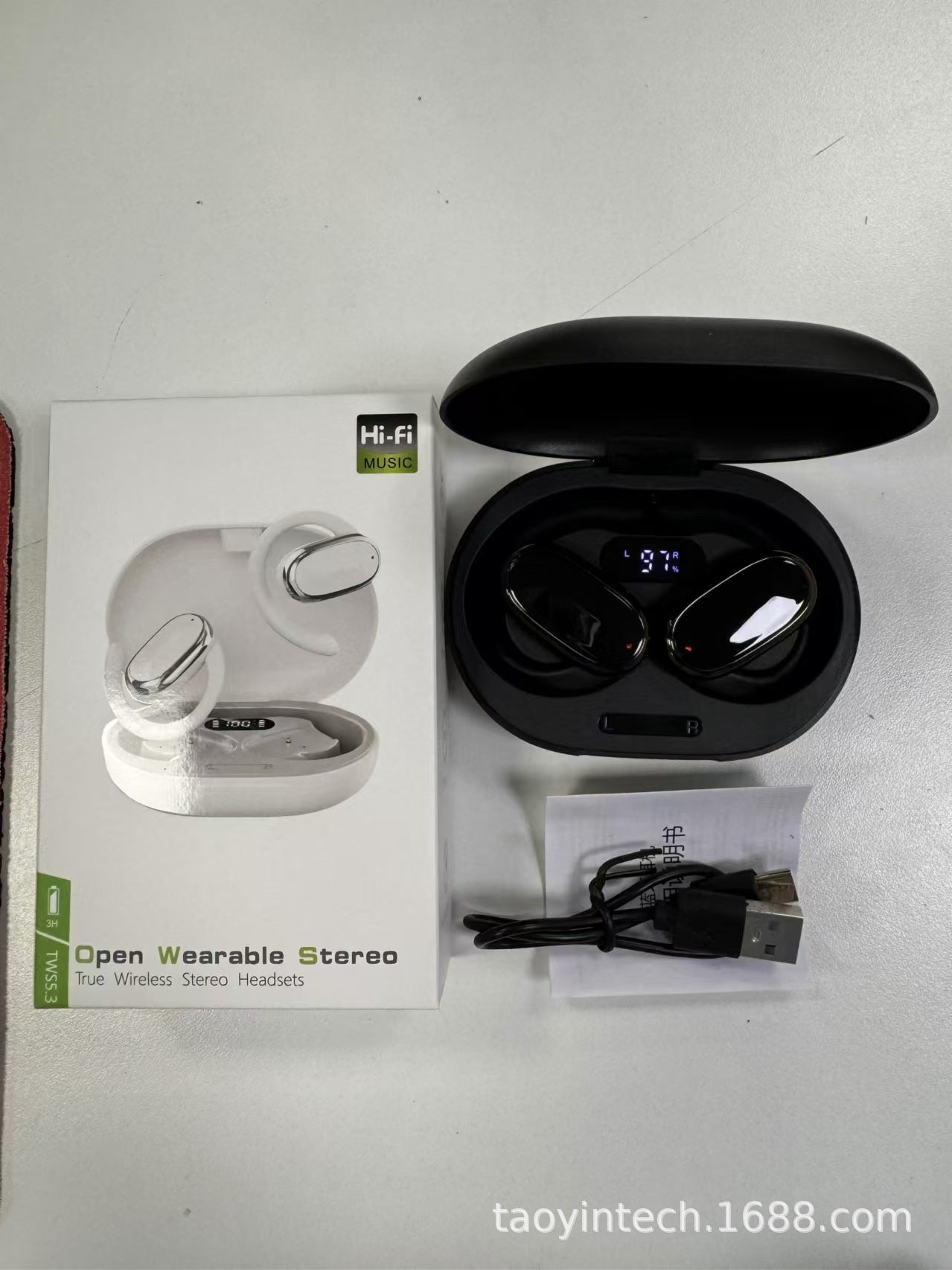 Bluetooth-Headset mit Knochenleitungs-Ohrring passt nicht ins Ohr. Drahtloses Sport-Clip-On-Ohrhörer TWS Smart X96