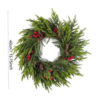 Rustic Christmas Wreath Artificial Golden Bell Wreath Xmas Tree Hanging Garland Handmade Pinecones Wreath Holiday Decor