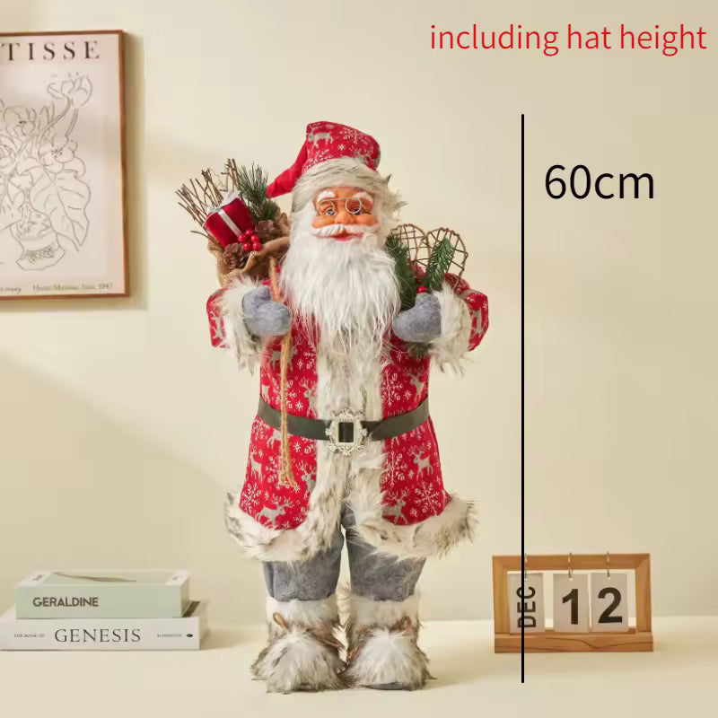 Christmas Large Santa Claus Dolls Ornaments Standing Santa Figurine Doll Christmas Home Decoration Kids Gift navidad